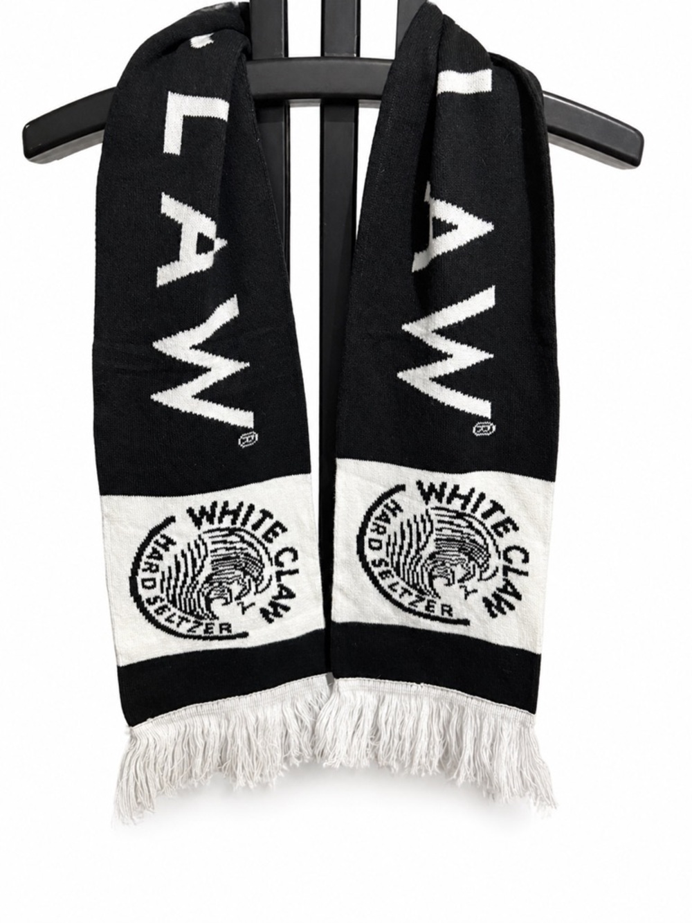 White Claw Logo Knit Scarf - Black & White